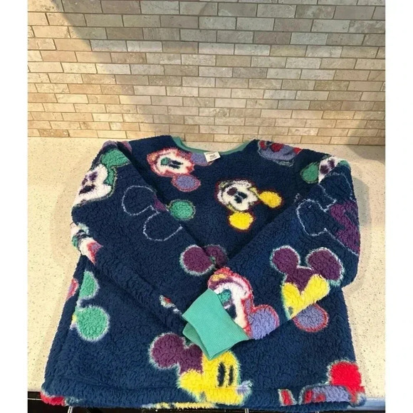 Disneyland Mickey Sherpa Fleece Furry Pullover  Unisex US XS b37 - Picture 2 of 4